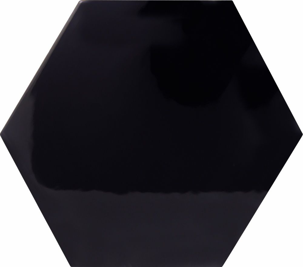 Hexagono Liso Negro Brillo 17x15